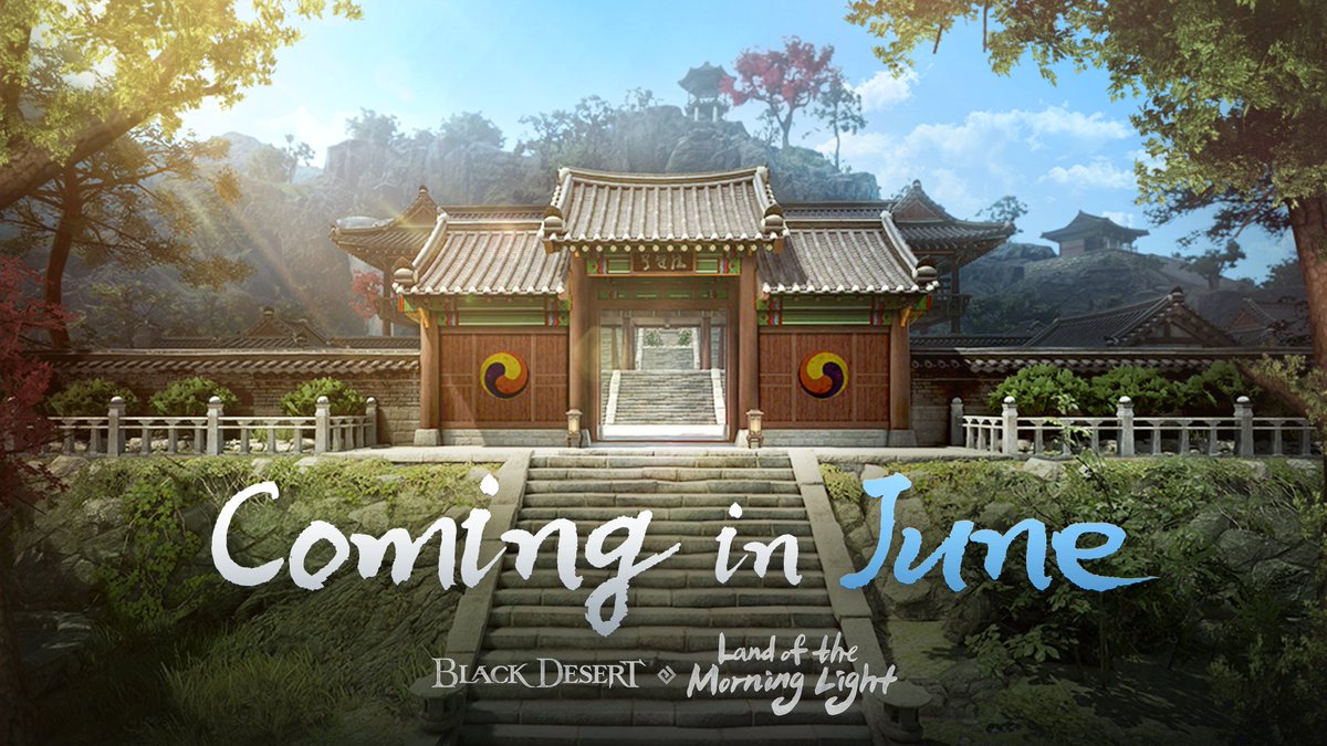 The early morning light glimmers from afar! 🌄 Discover the rich culture and tales of the Land of the Morning Light THIS JUNE. 👀 #BlackDesert #LandoftheMorningLight