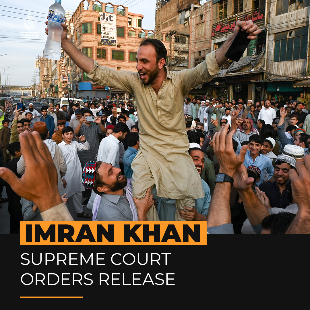 Pakistan’s Supreme Court has ordered the release of former PM Imran Khan and declared his arrest illegal. His arrest sparked two days of nationwide protests and violence ⤵️