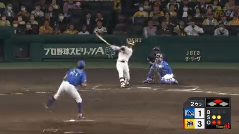 2回裏、中野拓夢選手のセンタータイムリーヒット！青柳選手から3連打でこの回4点目！ #hanshin #虎テレ #阪神タイガース #ARE