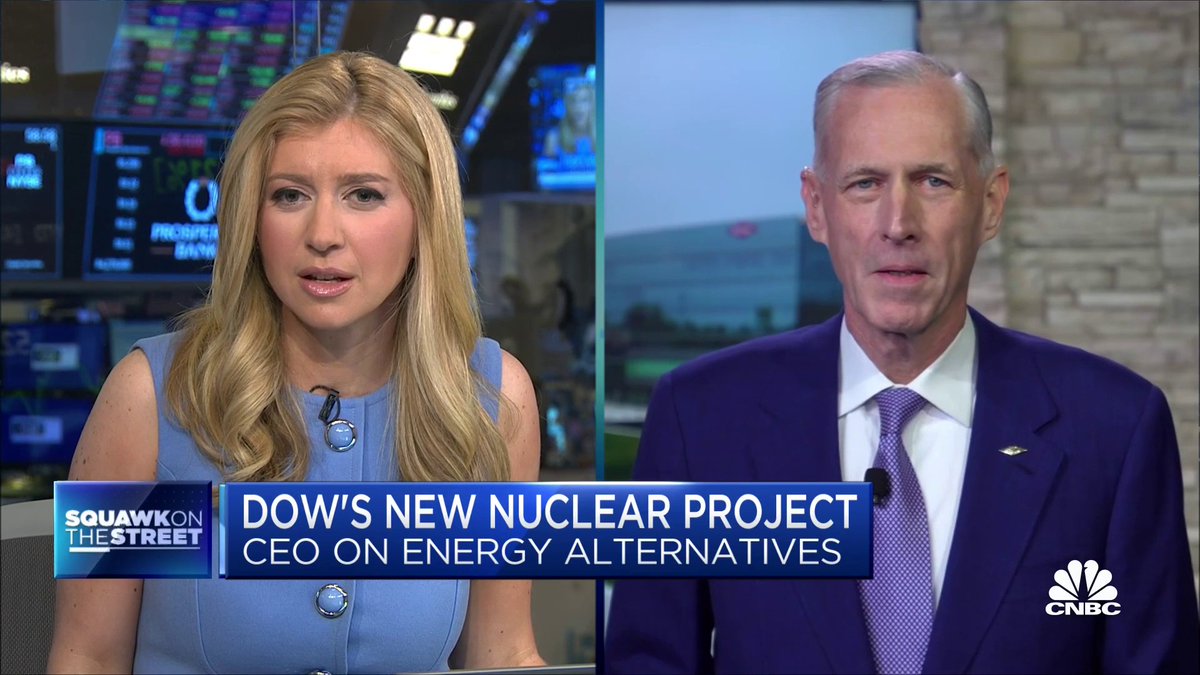 Watch Dow Chairman and CEO Jim Fitterling discuss our first of its kind advanced #NuclearEnergy project in Texas with X-energy and the path to decarbonization on Squawk on the Street. $DOW
