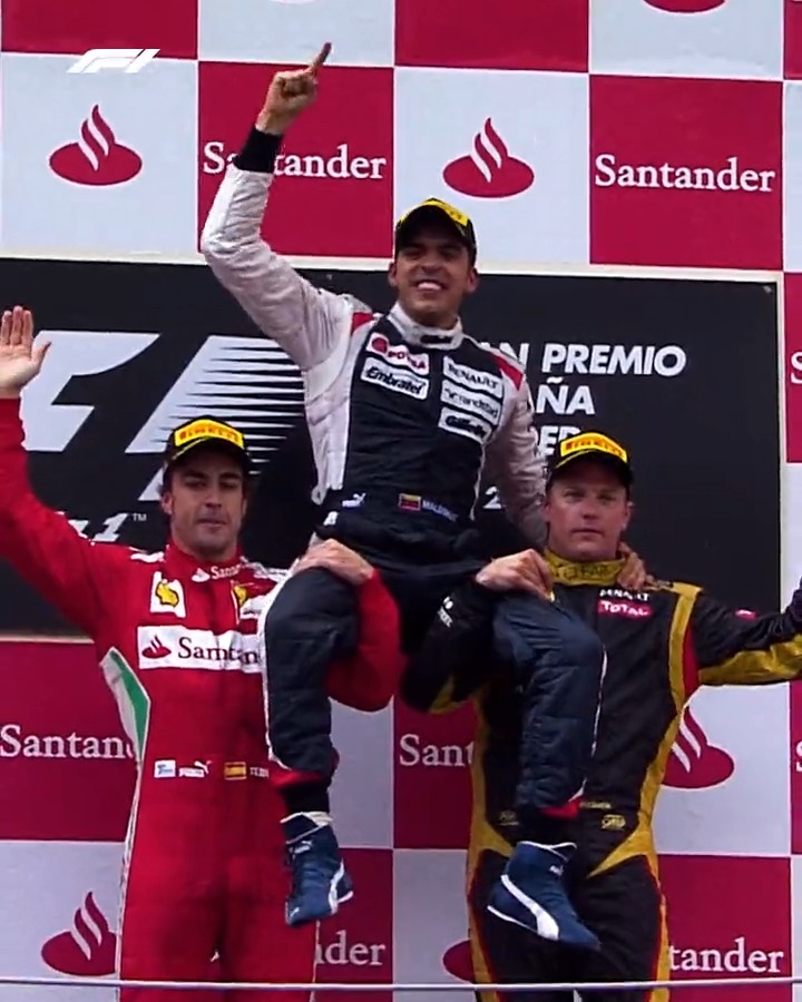 A truly iconic moment 😍 #OnThisDay in 2012, Pastor Maldonado became an #F1 race winner 🏆