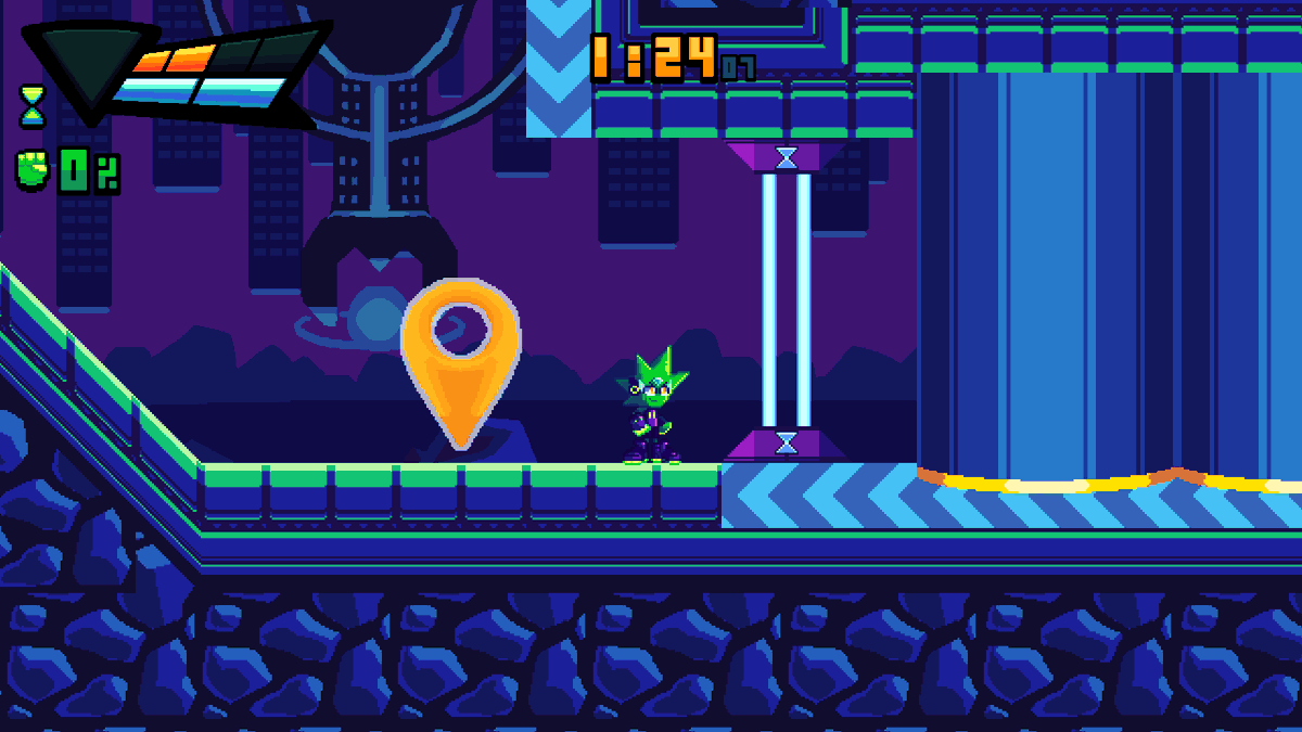 The conveyor belt's too fast and those rock crushers on the ceiling will flatten you instantly. But you already know, Neon has just the ability to deal with all that. #gamedev #indiedev #pixelart