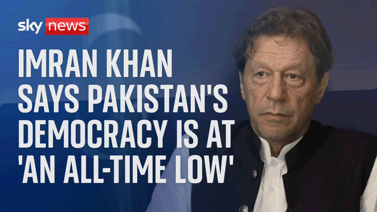 In his first interview since he was bailed, Imran Khan has claimed democracy in Pakistan is at "an all-time low". Speaking exclusively to Cordelia Lynch, the former prime minister said the government fear being "wiped out" by his party at the polls