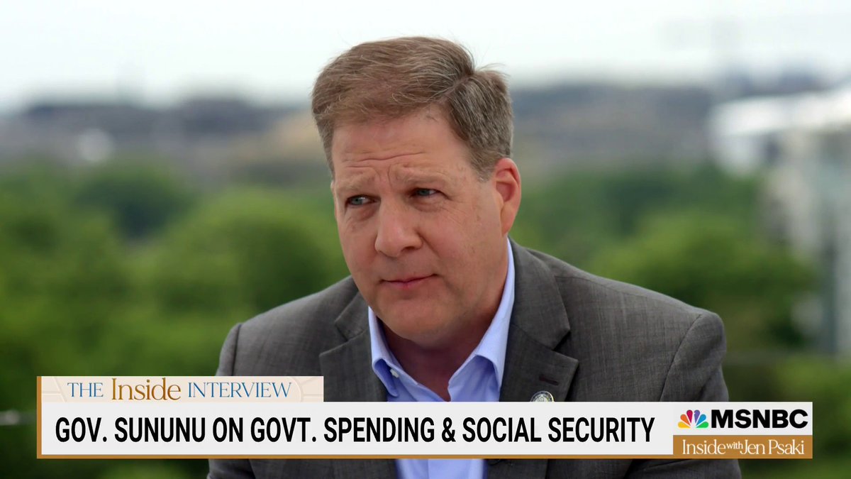 .Jen Psaki: “Would you be open to raising the retirement age?” Chris Sununu: “I think if someone wants to move the retirement age – look, did they do it in France? Did they do it in Chile? They did it in all these other countries without a problem.”