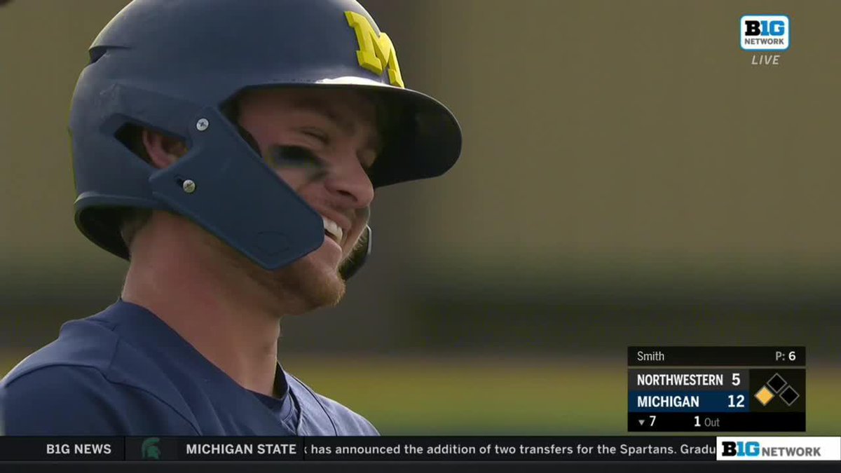 Not just a cycle, but a senior day cycle on #MothersDay. 🤯 Cody Jefferis completed Michigan Baseball's first cycle since 2007 on this bases-clearing triple. Big Ten Baseball x NCAA Baseball