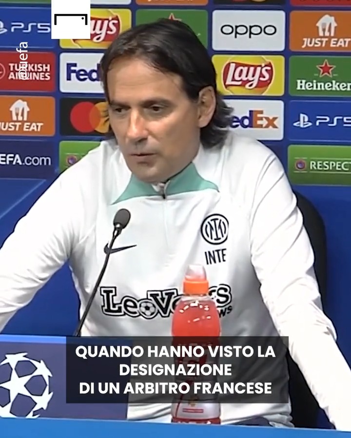 "Ho amici che quando hanno visto la designazione dell'arbitro francese, come 4 giocatori del Milan... ma non c'è nessun problema" Così Inzaghi su Turpin alla vigilia di #InterMilan 🎙