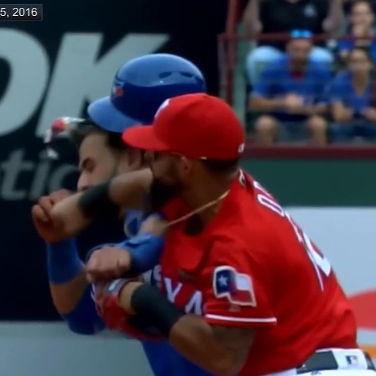 Seven years ago today, Rougned Odor punched Jose Bautista and started a historic brawl in Texas 💥