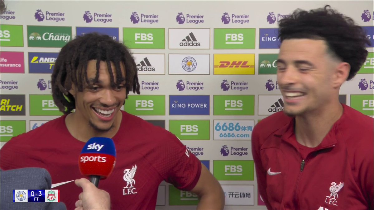 Those reactions from Curtis Jones and Trent Alexander-Arnold after being asked who wins the Liverpool finishing competitions 😅