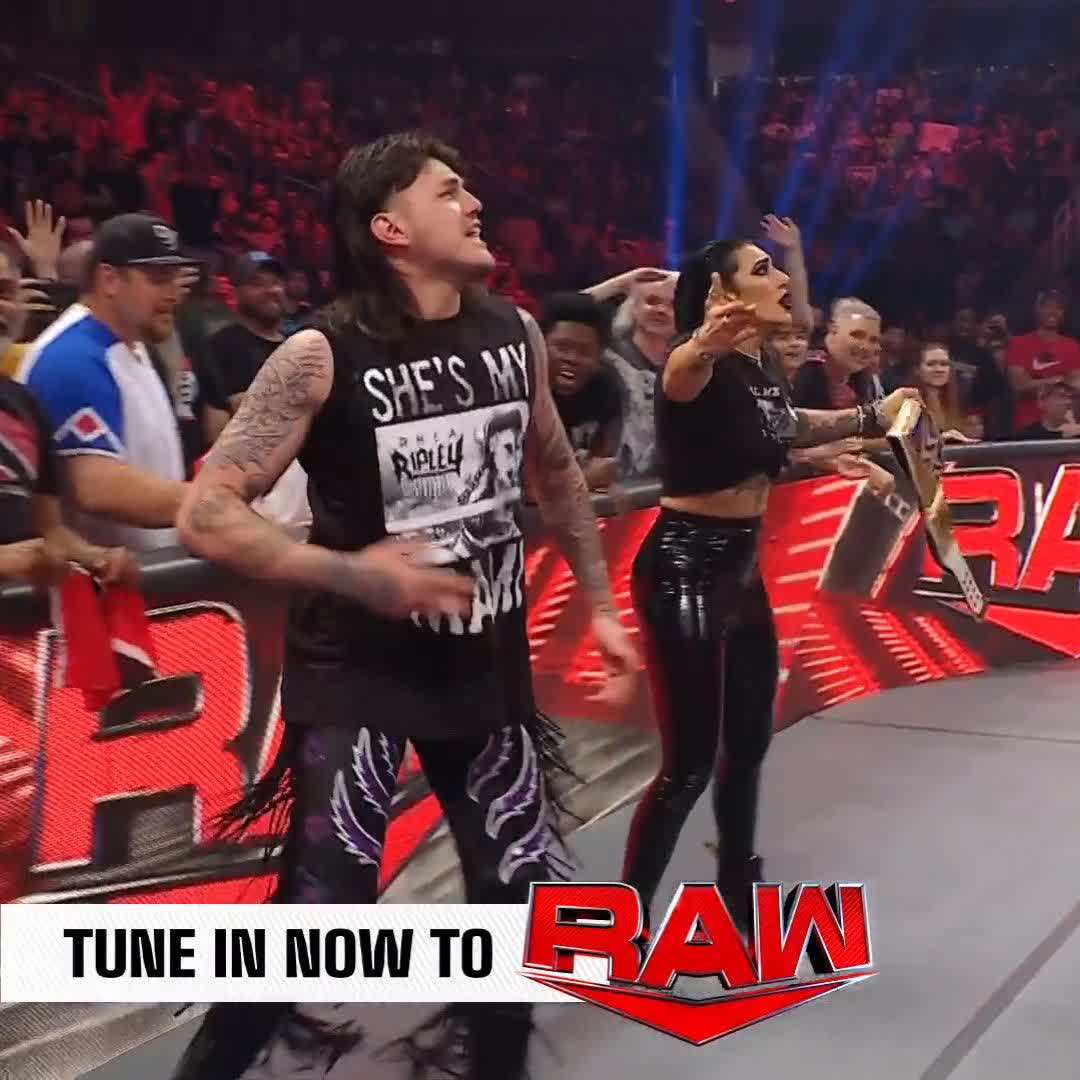 SEE YOU LATER!!! RheaRipley_WWE and Dominik just got ejected from ringside! #WWEraw
