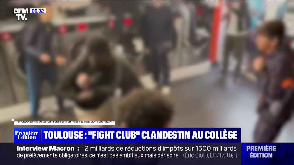 🇫🇷📹VIDÉO - Des "fight clubs" clandestins sont organisés par des collégiens au sein même de leur collège ou dans des laveries automatiques à #Toulouse. (BFMTV)
