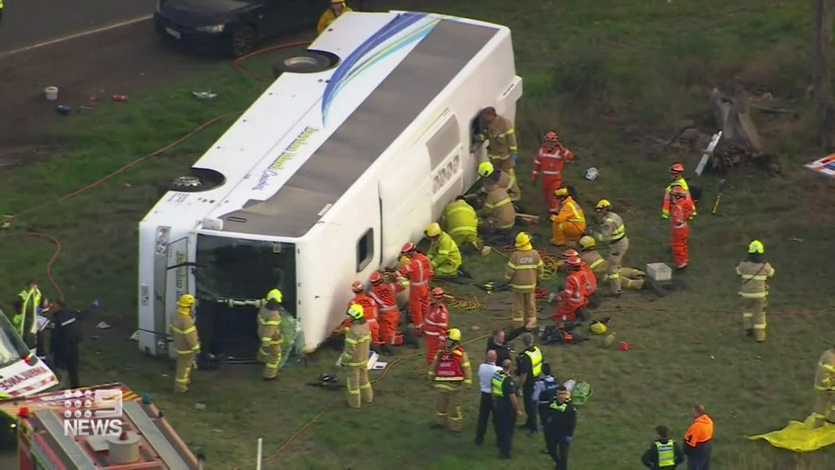 A truckie has been charged and bailed over the school bus crash that left a group of young students from Melbourne's west with life changing injuries. @_stephanderson Adam Hegarty #9News