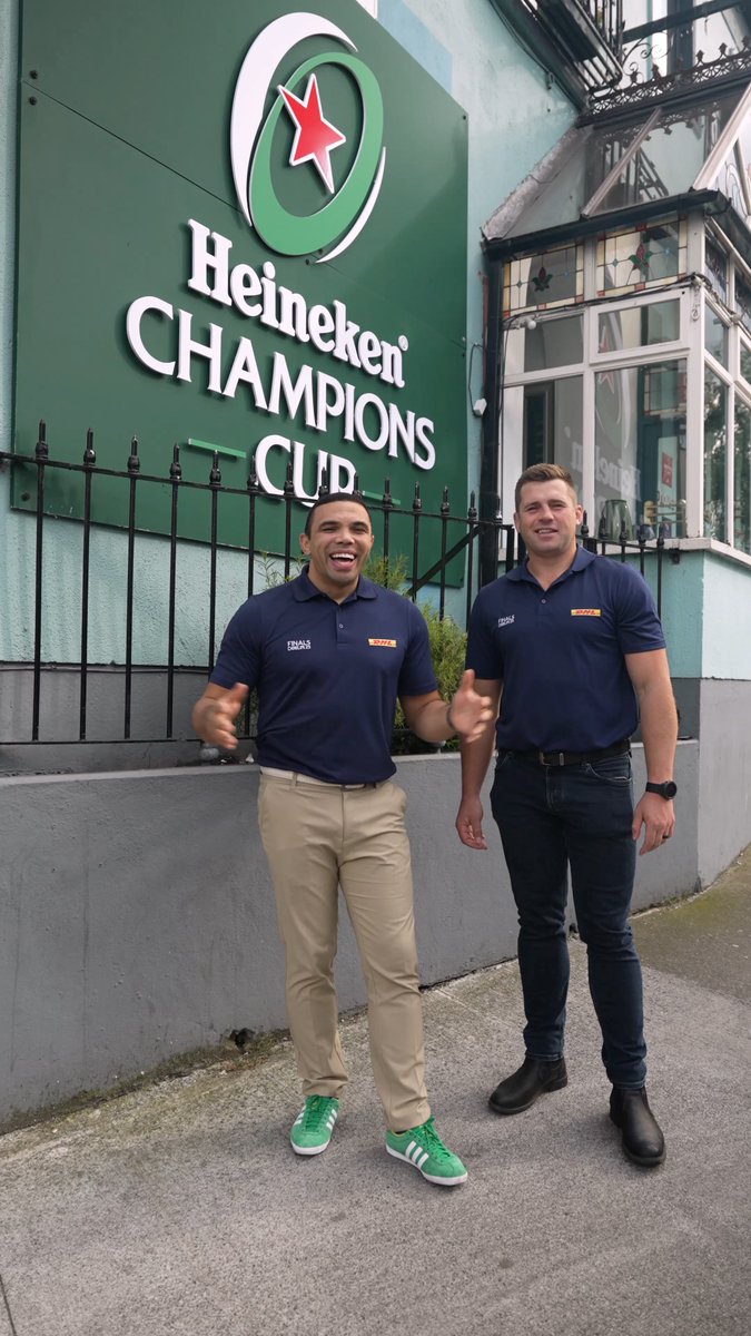 Join DHL Rugby for the build-up of the #HeinekenChampionsCup and EPCR Challenge Cup Finals, with legends C J Stander and Bryan Habana, to deliver the best of what Dublin has to offer the fans this weekend 🤩 2 epic finals, 2 rugby legends & 1 incredible city. #RugbyDelivered