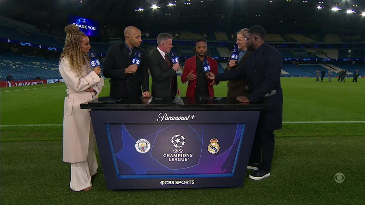 A colourful cameo from Patrice Evra on CBS Sports Golazo ⚽️ 😳😂💩 #MCIREA #ChampionsLeague