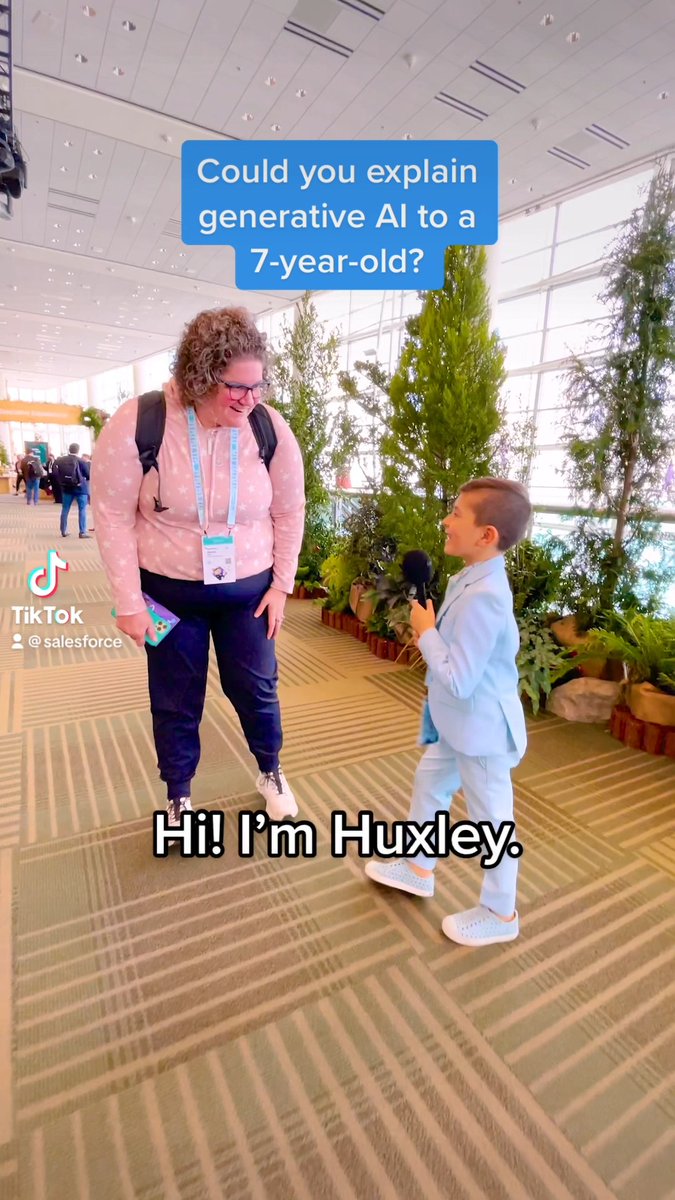 Can you explain #EinsteinGPT to a 7-Year-Old? We brought Huxley to #TDX23 to find out.
