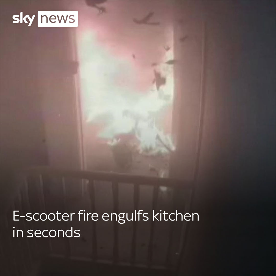 The London Fire Brigade (LFB) published the video showing the moment an e-scooter catches fire while plugged in at a house in Brent, northwest London, on Saturday. Read more 👉