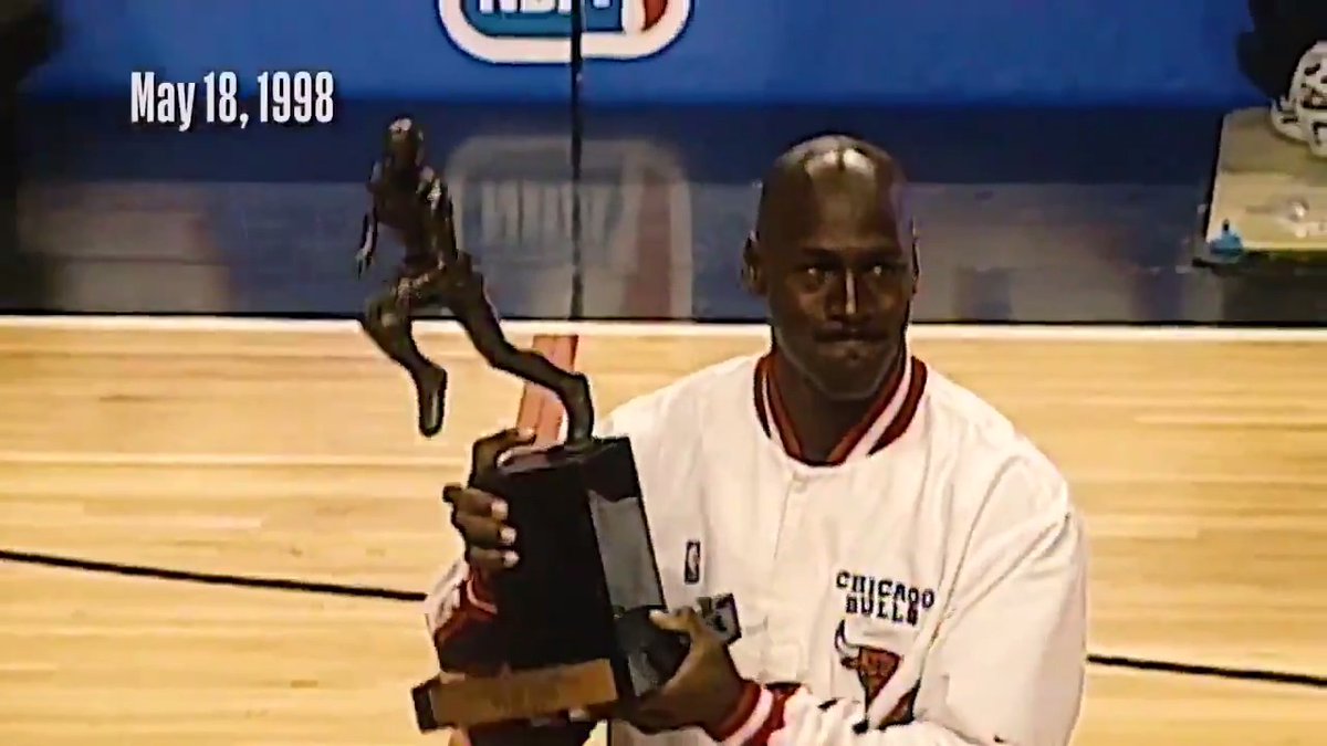 25 YEARS AGO TODAY 🐐 No. 23 won his 5th & final MVP award Michael Jordan had a decent season 82 Games* Scoring leader* All-Defense 1st Team* All-Star MVP Regular Season MVP Finals MVP* Champion* * 3rd straight year