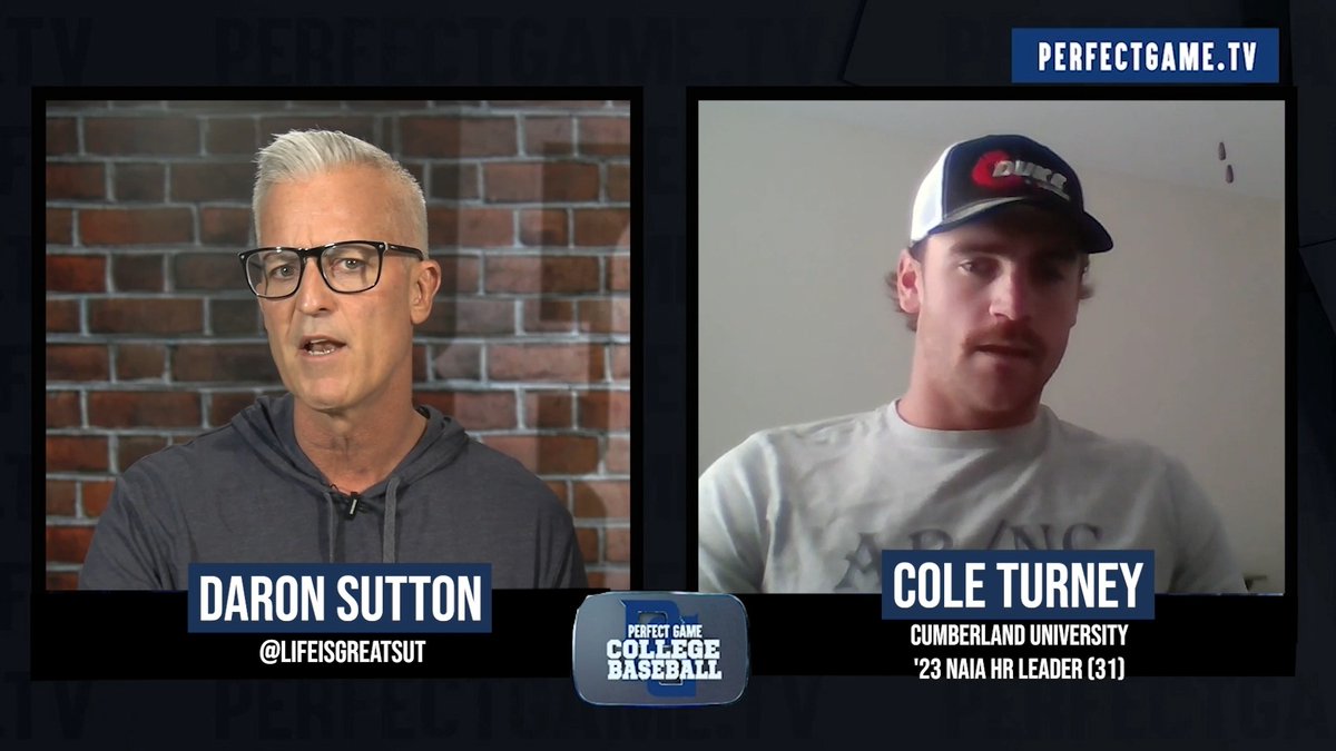 The home run leader in all of college baseball? That's Cole Turney at NAIA Cumberland University Baseball. Daron Sutton sits down with @coleturney14 to talk about his success and unique journey on today's PG College Baseball Show. Check it out at 3 PM ET on