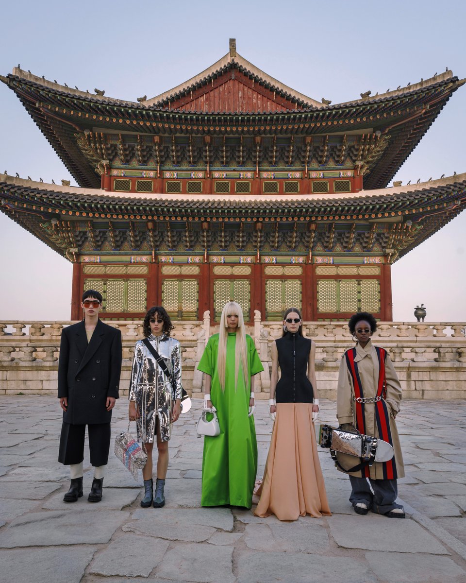 Details inspired by historic local garments accent contemporary Seoul-inspired silhouettes in the #GucciCruise24 collection, creating a contrast between past and present. Discover more