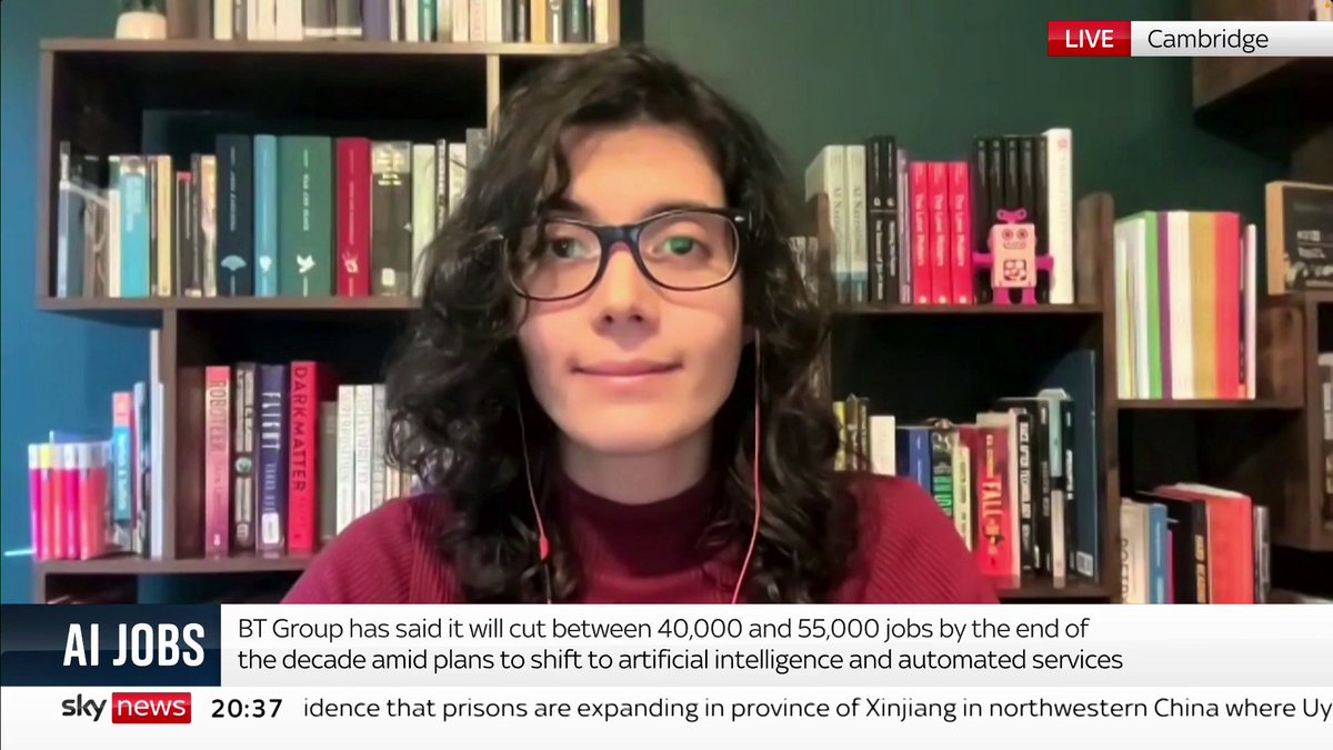 "The introduction of new AI technologies is going to change every job." Kanta Dihal says it's "important to constantly be updating the education system" while keeping in mind how jobs might change in the future. 📺 Sky 501, Freeview 233 and YouTube