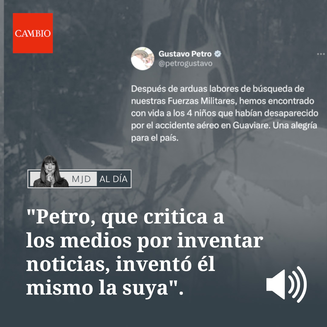 #MJDAlDía 🎧 | Es paradójico: Gustavo Petro armó un embrollo con un trino en el que anunció una noticia falsa, mientras critica a los medios por publicar mentiras. Este evento no se trata solo de un trino equivocado, sino de la credibilidad del presidente. ‣ María Jimena Duzán