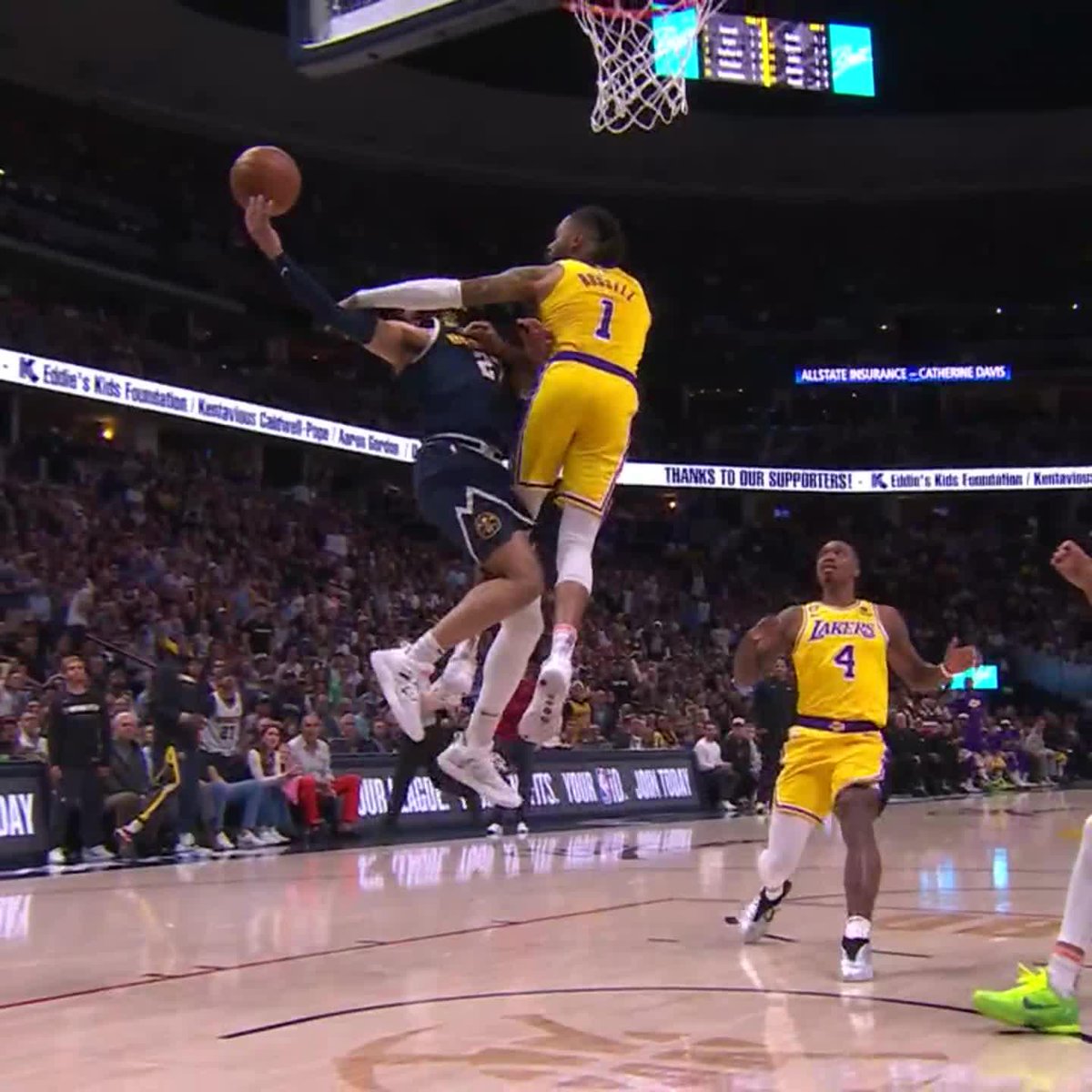 D-Lo with the hard foul on Jamal Murray in transition. He received a Flagrant 1 on the play.