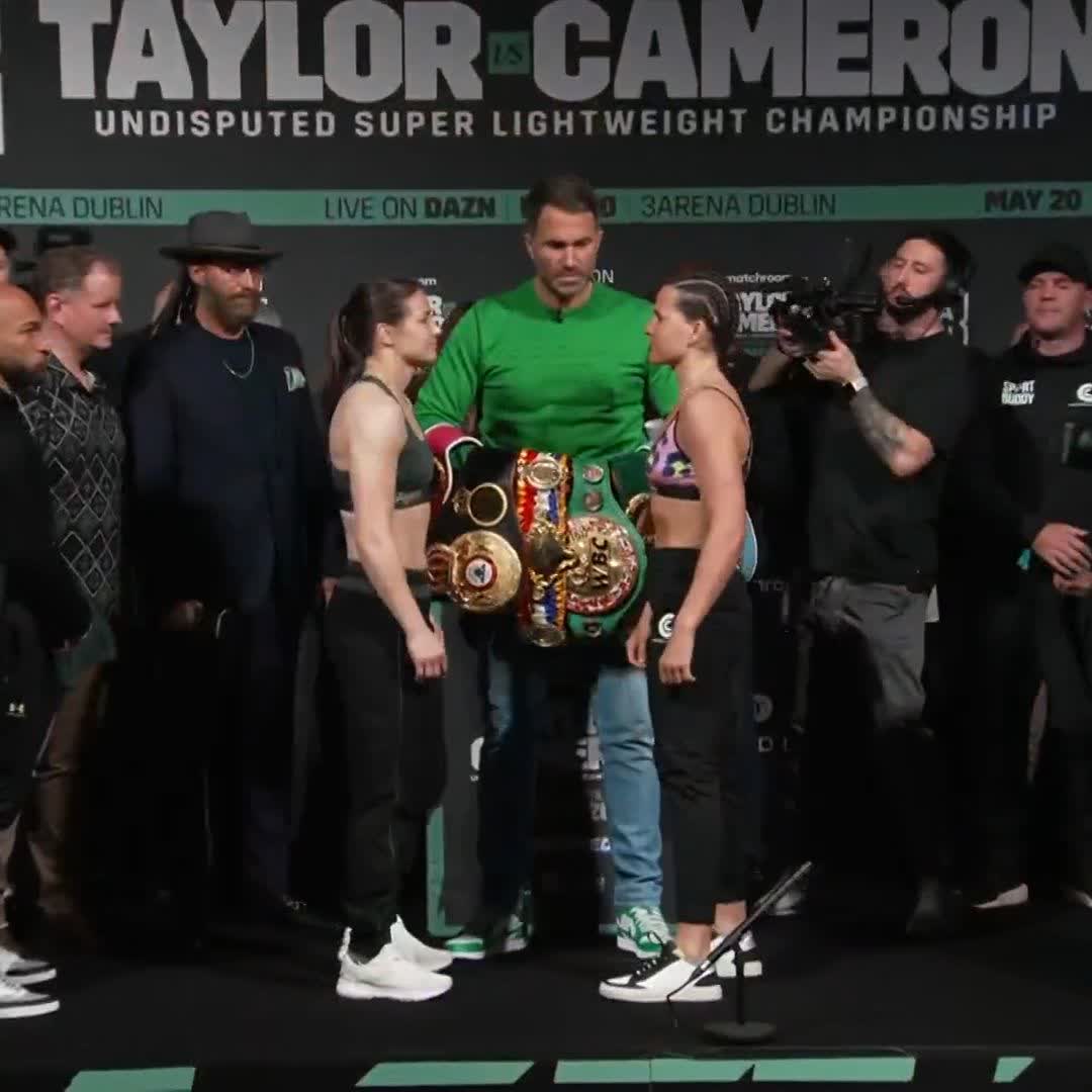 👀 THE FINAL FACE-OFF 🔥 Katie Taylor vs Chantelle Cameron It goes down tomorrow night in Dublin! 🇮🇪 #TaylorCameron | DAZN Boxing