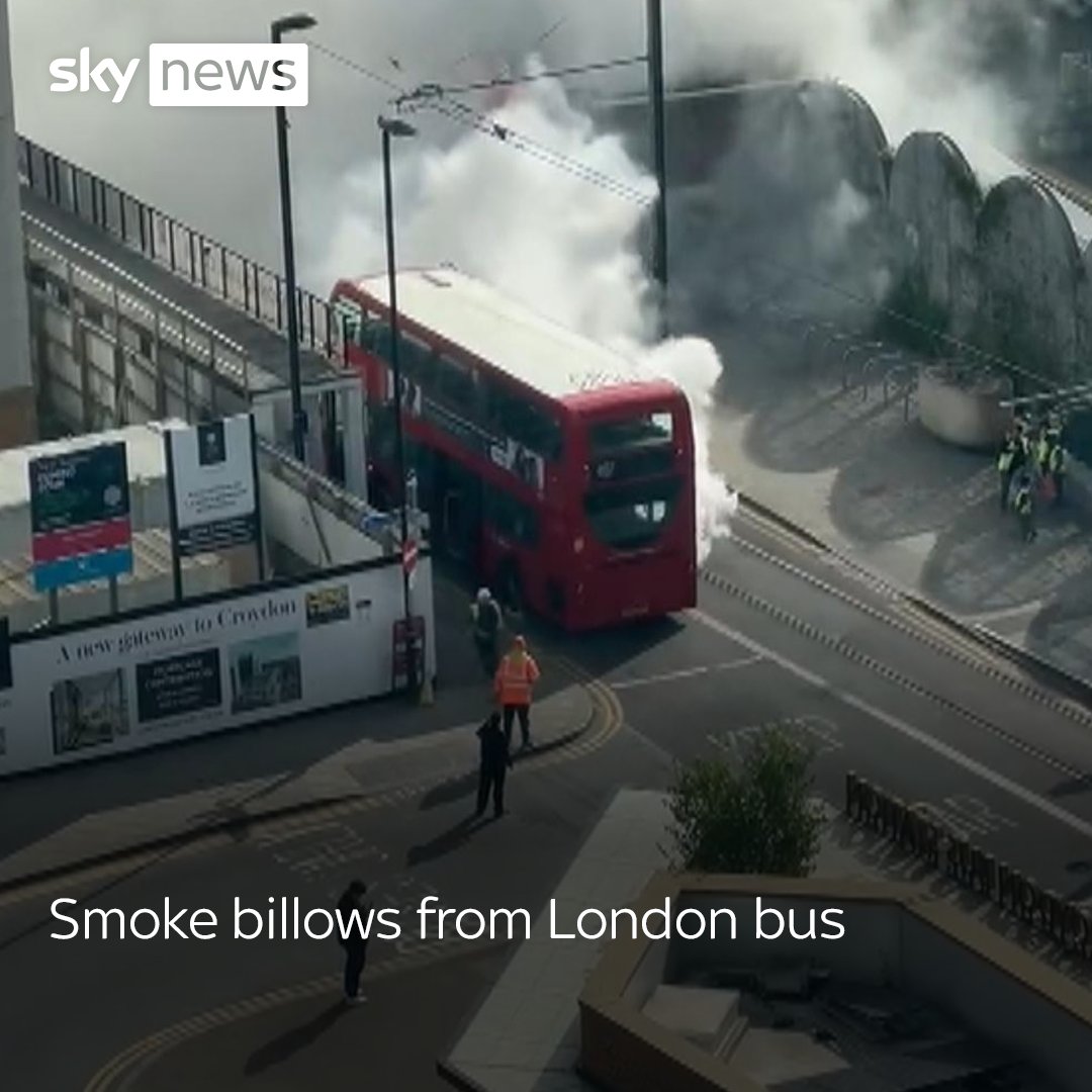 Clouds of smoke were seen billowing from a London bus. Firefighters later attended the scene