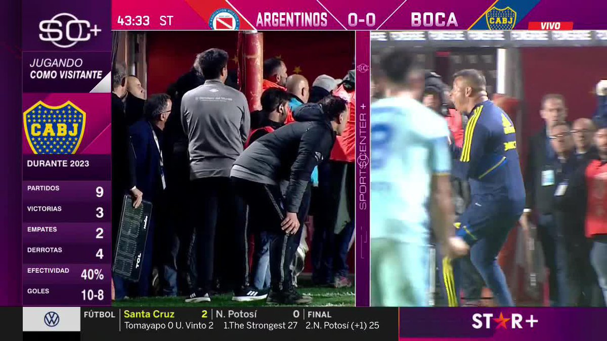 EL FESTEJO del MISTER 🙌🏻 en el gol de #Boca 💙💛💙 Mientras … del otro lado 💦