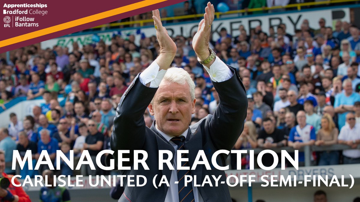 📺 REACTION | Mark Hughes insists his Bantams "will be stronger" next year - after their season was ended in the Sky Bet League Two play-offs at Carlisle United. ➡️ | Watch - IN FULL: #BCAFC | Bradford Lifts Ltd