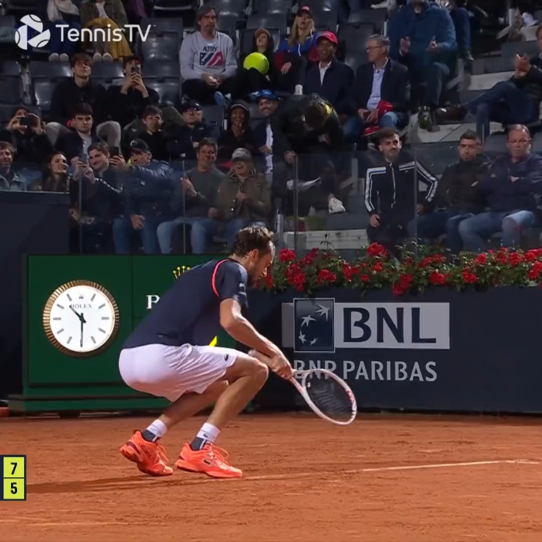 Do a little dance if you’re a Rome Masters 1000 Finalist🔥 Daniil Medvedev is into his first Masters 1000 final on clay after a first clay-court win over Tsitsipas since Monte-Carlo 2019. #IBI23