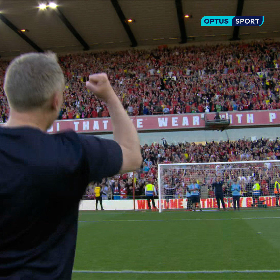 Massive Steve Cooper fist pumps and Freed from Desire as loud as can be 🎶 Soak it in Forest fans. You're staying in the Premier League. Free to watch highlights | #OptusSport