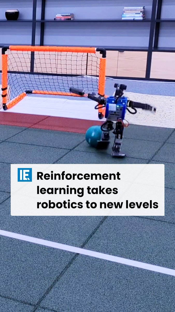 Miniature humanoid robots master a simplified soccer game using Deep Reinforcement Learning, showcasing surprising agility, quick fall recovery, and strategic understanding of the game. #engineering