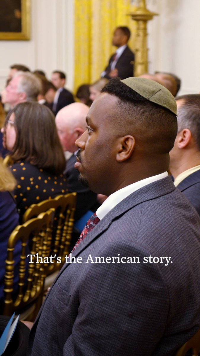 The American story depends not on any one of us, not on some of us – but on all of us. And that American story has been written in part by Jewish Americans who’ve turned their pain into purpose to bring us closer to realizing the promise of America for all Americans.