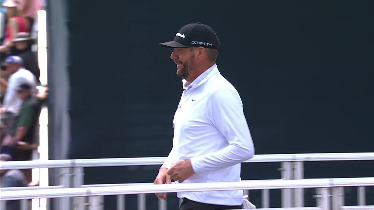Club pro Michael Block receives a loud ovation from the crowd as he prepares to tee off with Rory McIlroy in the Final Round of the PGA Championship. He's just living the dream.