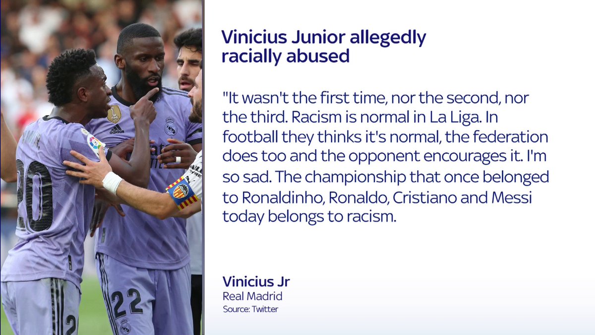 Vinicius Jr says racism is "normal" in La Liga after crowd chants during Real Madrid's match in Valencia 🇪🇸