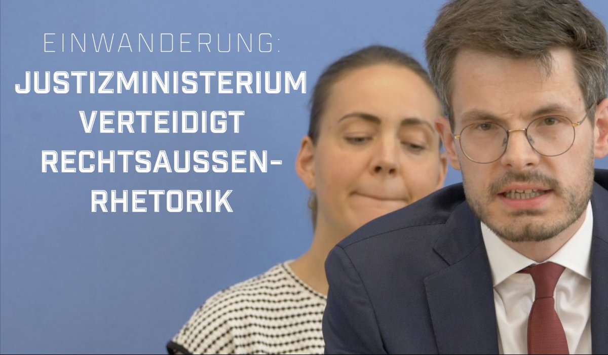 Kommunikation auch für Nazis? Das Bundesjustizministerium verteidigte heute seine Rechtsaußen-Kommunikation zum Thema Einwanderungsrecht. Verkürzung gehöre dazu. Das BMJ steht in der Kritik zum Satz "Wir wollen Einwanderung in den Arbeitsmarkt - nicht in den Sozialstaat"
