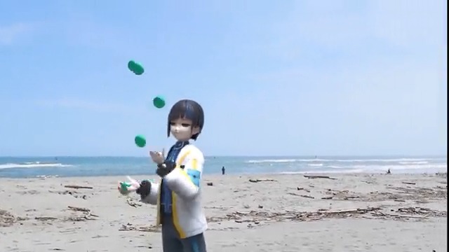 見て！！Vtuberだけどバーチャルの壁超えてリアルに干渉できるようになりました！！これでリアルの大道芸人と一緒にジャグリングコラボもできちゃう！！ほかにも色々できそう！めっちゃ夢広がる！！