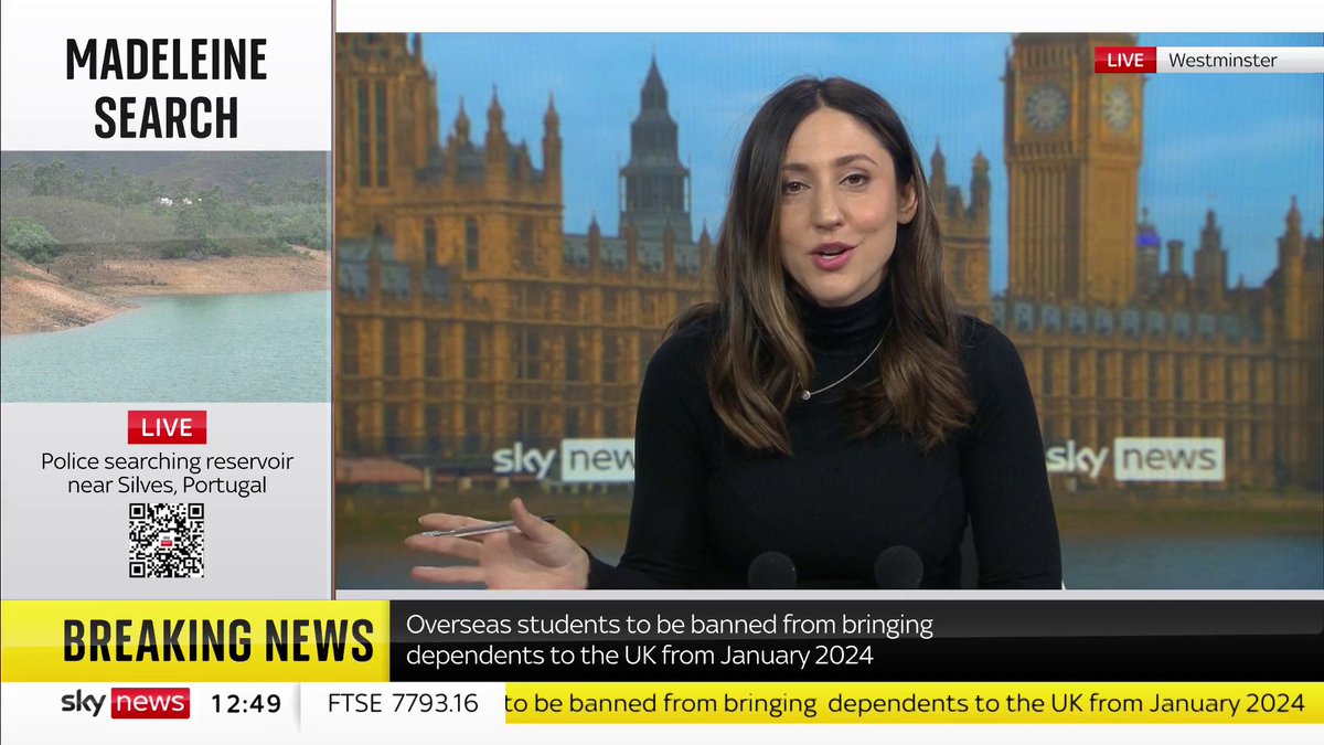 BREAKING: International students who come to study in the UK will no longer be able to bring family from January 2024, in the government's efforts to lower migration figures. Sky's Liz Bates has the latest on this. 📺 Sky 501, Virgin 602, Freeview 233