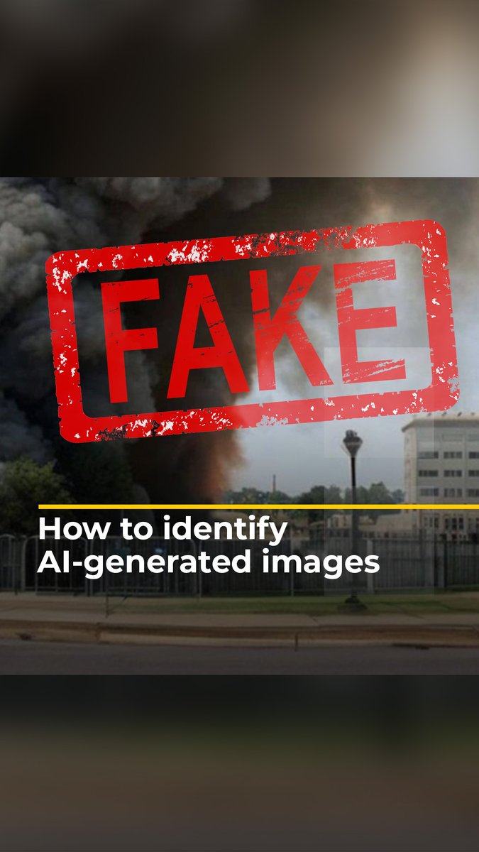 This AI-generated image of an explosion near the Pentagon caused a brief dip in the stock market on Monday before it was revealed to be a fake. Here are four ways to identify AI-generated images 👇