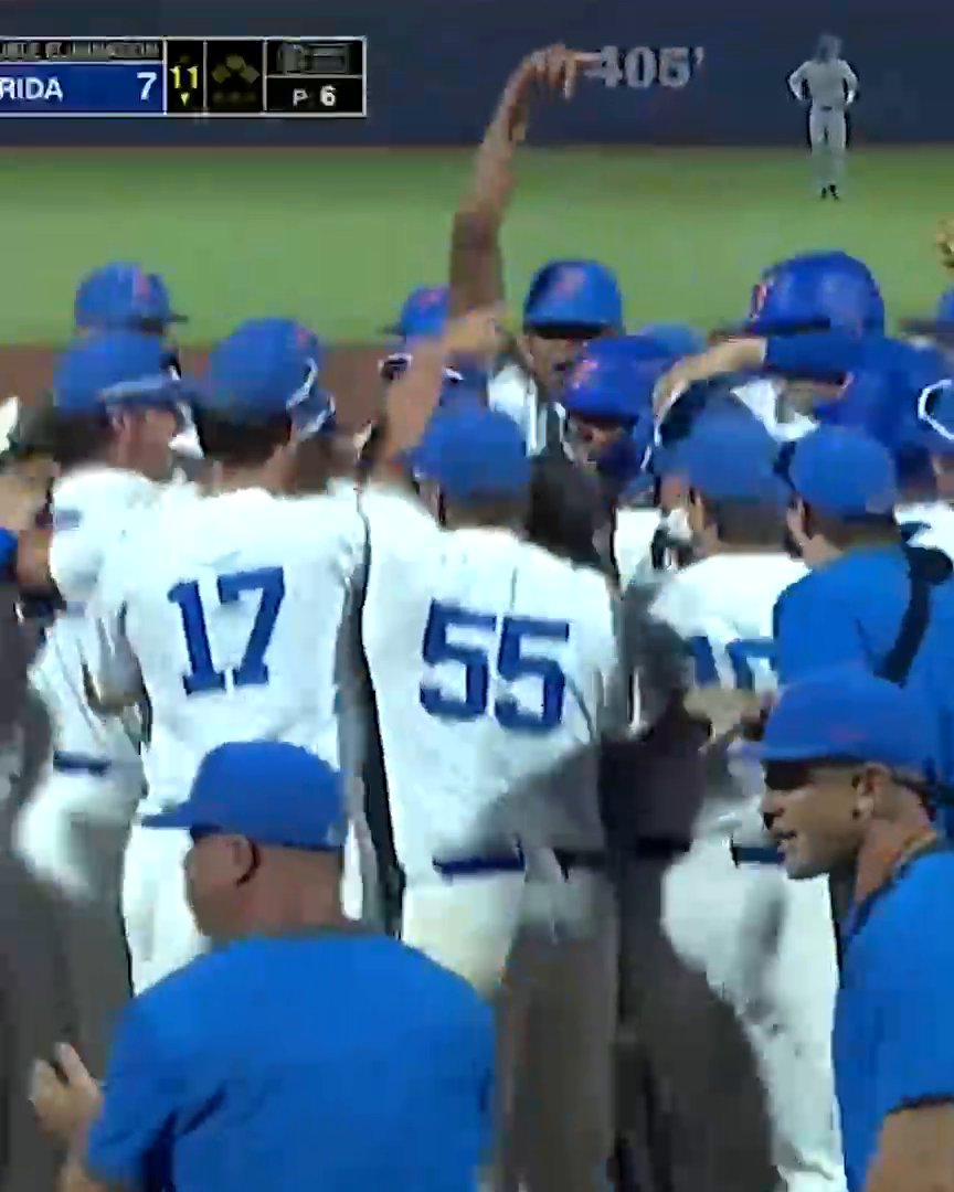 WALK. OFF. HOMER. GATORS. 🐊 Florida Gators Baseball score 4 runs in the 11th inning to get the W over Alabama No team has ever overcome a 3-run deficit in extra innings in the SEC Tournament 🤯