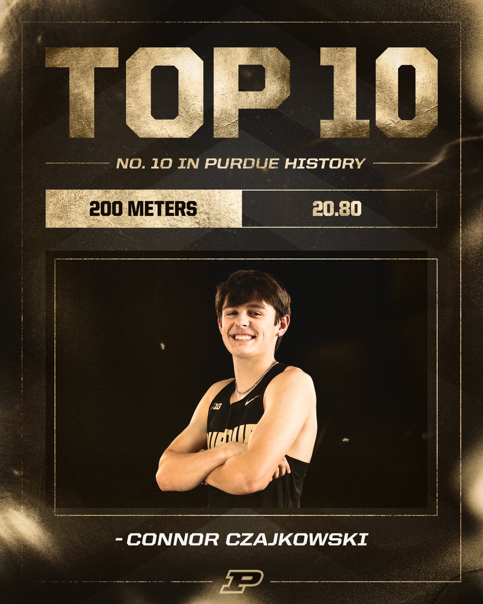Connor Czajkowski with a top-10 time in his NCAA debut!! ⚡️ Connor runs the 200m in 20.80, tied for No. 10 all-time! Connor runs again in the 4x100 on Friday. #BoilerUp 🚂 x #NCAATF