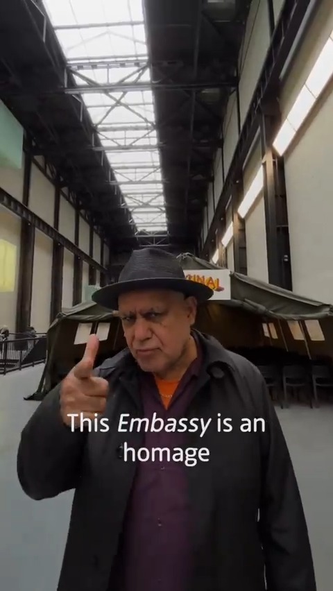 Open now! Richard Bell’s travelling installation ‘Embassy’ has arrived in #TateModern, alongside a series of free events. ⛺ Join us in the tent at #TateLates tomorrow evening on 26 May for a free night of conversation, protest, beer tasting and more. 💚