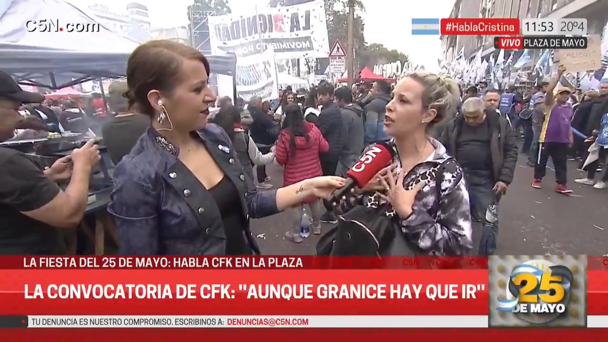 🗣 "Piensan que con el plan la gente vive y no es así. Vivo en González Catán y el plan no alcanza. Y laburan también". 👉 El testimonio de una militante en la Plaza de Mayo, en el Día de la Patria 🔴 [EN VIVO]
