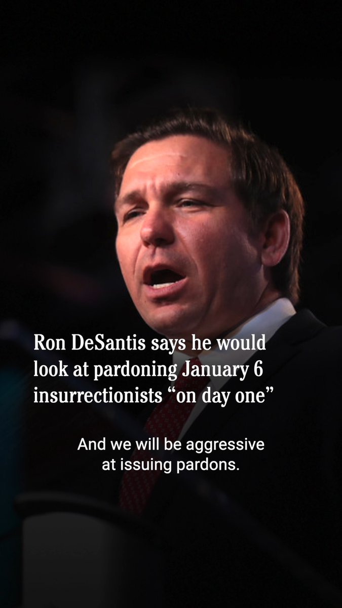 Wow. Ron DeSantis just said he would pursue pardons for January 6 insurrectionists on “day one” as president.