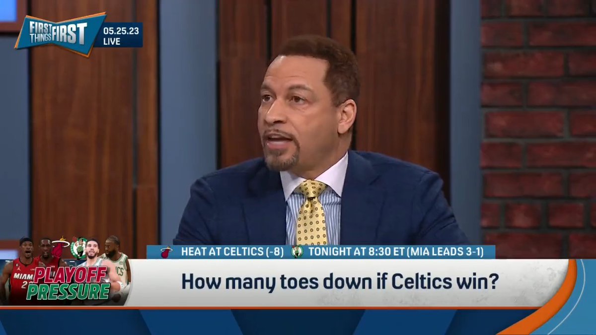 .Chris Broussard is officially SIX toes down on the Celtics after their Game 5 win 🤣🤣🤣👣