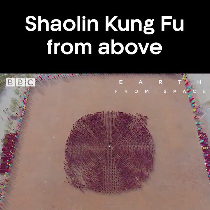 The spectacular choreography of Shaolin Kung Fu, as seen from above 📹BBC Earth