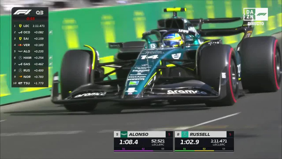 CLASIFICACIรN LEGENDARIA EN MรNACO ๐ฅ๐๐ Alonso, al borde de conseguir el milagro. Verstappen apurando al lรญmite. Sencillamente PRECIOSO ๐ #MonacoDAZNF1 ๐ฒ๐จ