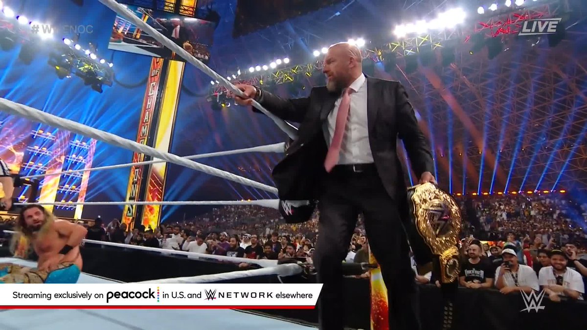 New World Heavyweight Champion Seth Rollins is joined by Triple H for an emotional celebration at #WWENOC!
