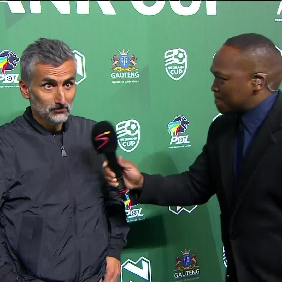 This Jose Riveiro post-match interview 🥺😭 The #NedbankCup win had him feeling very emotional. We love your work Lwazi Ziqubu 🎙