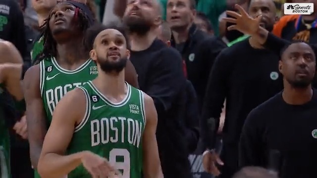 the moment the Celtics realized it's not over yet #BleedGreen #BeattheHeat #NBAPlayoffs